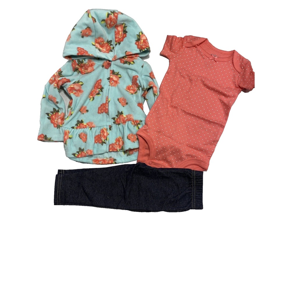 child of mine carters‎ baby girls outfit size 12 months bodysuit hoodie pants